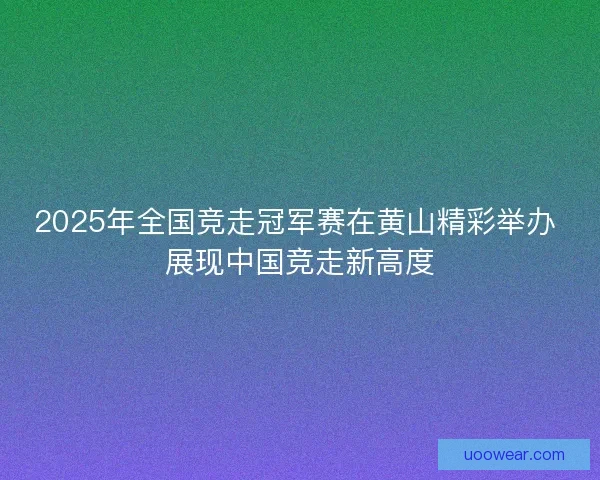 2025年全国竞走冠军赛在黄山精彩举办 展现中国竞走新高度